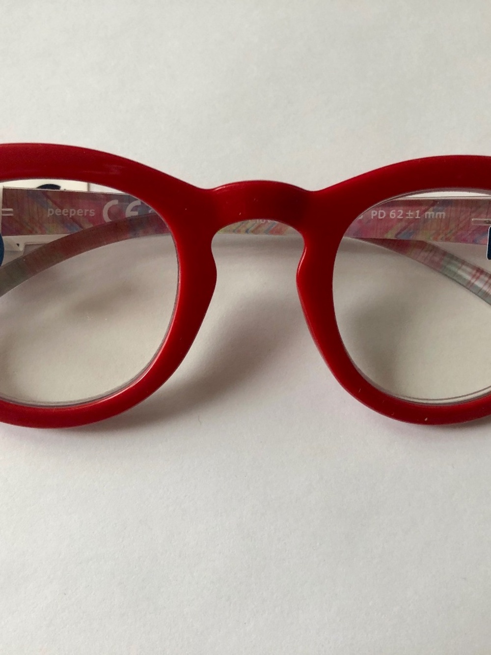 New Round Red Clover Plaid Peepers Blue Light reading glasses +1.25